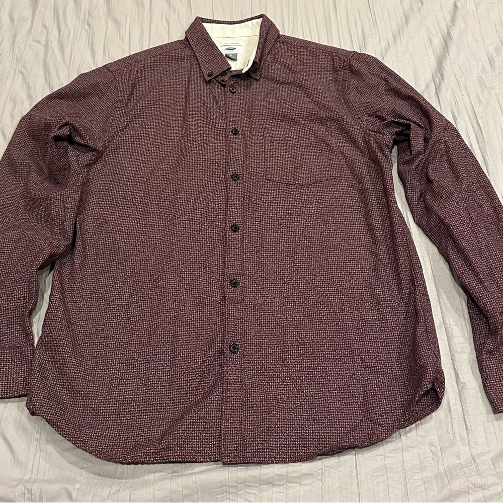 Men's Burgundy Button-Up Shirt